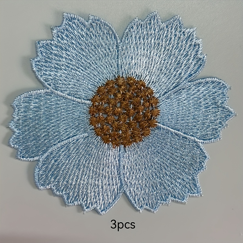 TEMU 3pcs Floral Embroidery Patches Craft Supplies Sew-on Appliques For Adult Diy Projects - Vintage Style, Home Decor, Fabric Accessories