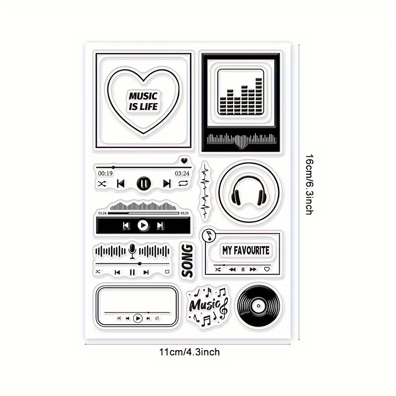 E-shop Musikplayer Rahmen Transparent Stempel Musik Klar Versiegelungsstempel für Scrapbooking Kartenherstellung Album Tagebuch Heimdekoration