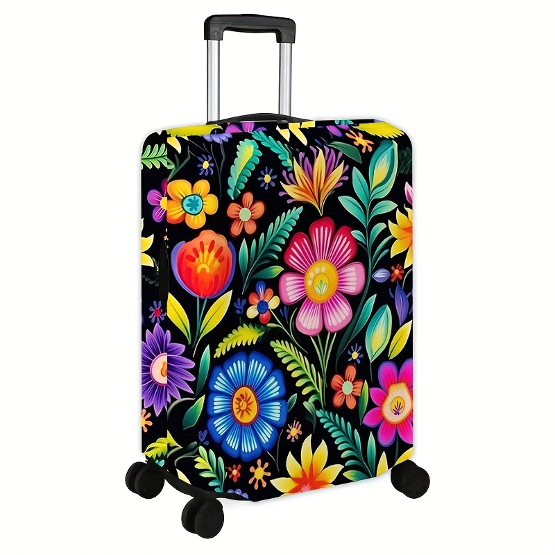 TEMU Essential Colorful Floral Patterned Suitcase Cover For Travel, Elastic Travel Accessory For Directional Wheel Suitcases, Suitable For Elastic
