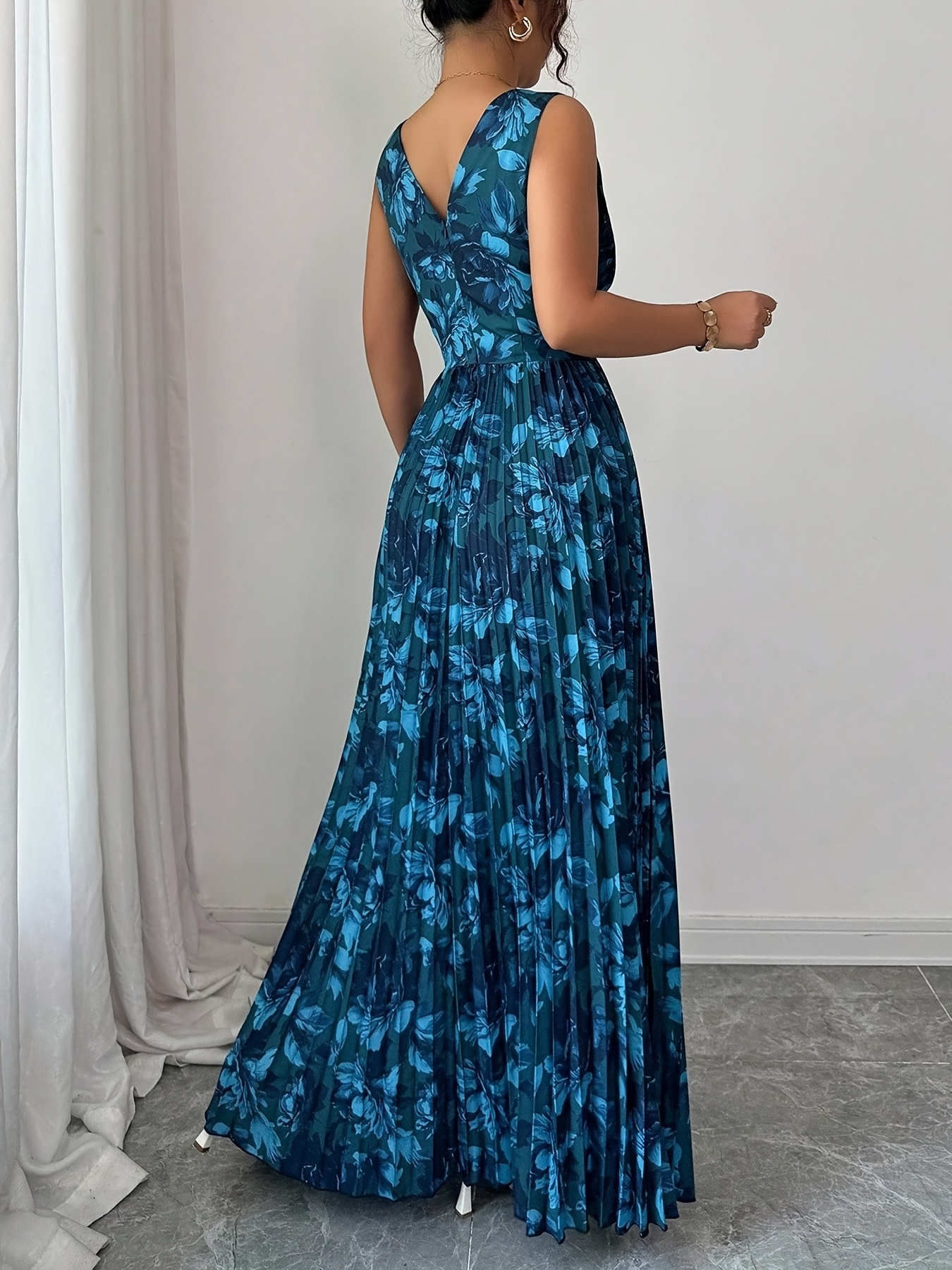 v neck cut out waist sleeveless pleated maxi dress Express Women's Satin Strappy Pleated V-Neck Sleeveless Cutout Maxi Dress in Black Medium