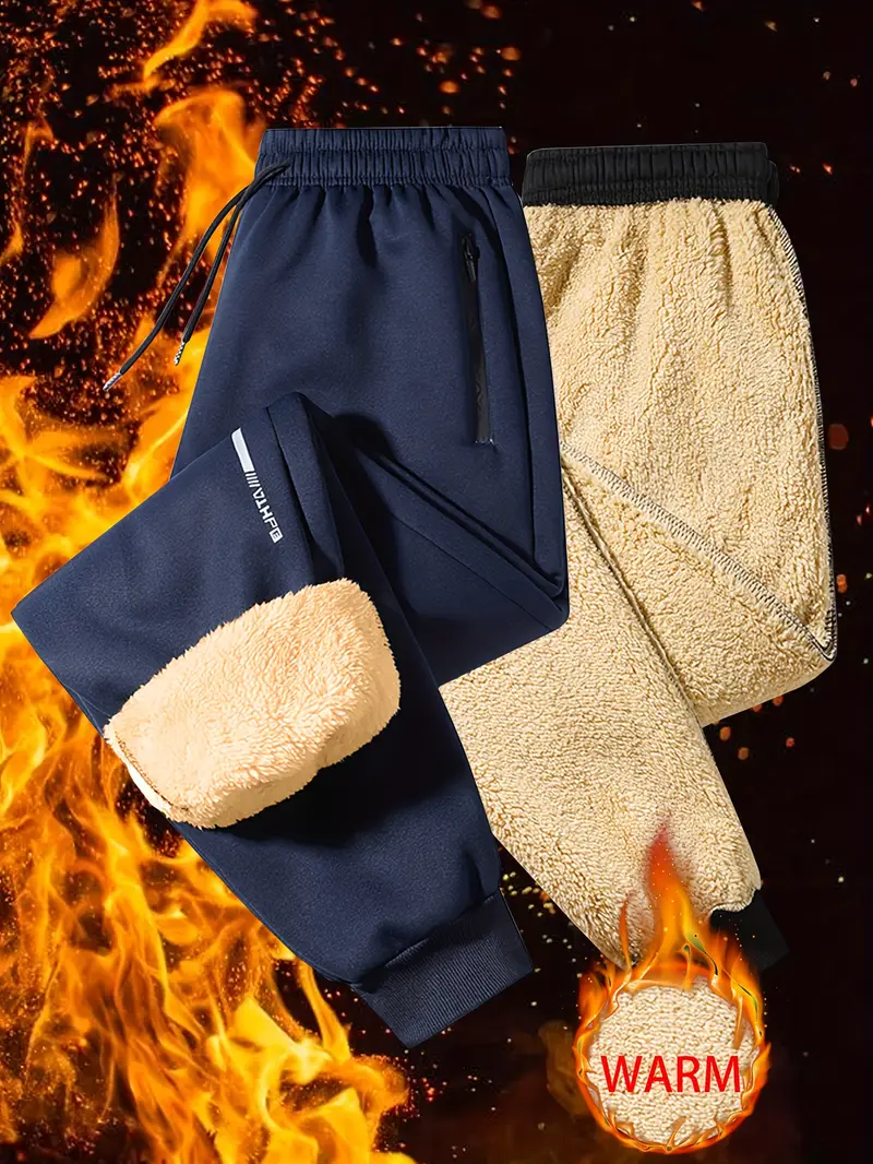 3 pack mens casual plush sweatpants with adjustable drawstring waist zippered pockets comfortable cold resistant thickened mens pants warm sweatpants sports leggings warm casual sports pants for running hiking yoga fishing outdoor autumn winter warm suitable for gift plush pants mens pants print letter zipper pockets men fleece pants men fleece track pants with cuff men pants work pants Product details 16