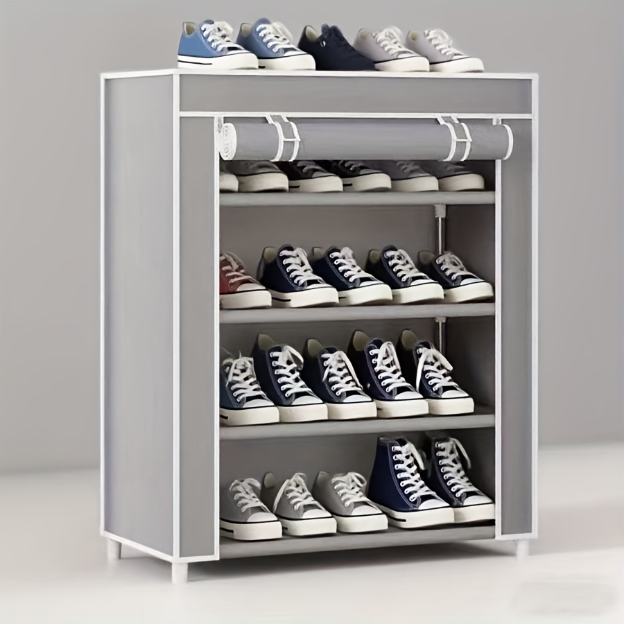TEMU 5/8/10-tier Shoe Rack, Space-saving Storage Rack For Entryway, Bedroom, Hallway, Living Room, Dormitory. Non-woven Fabric Cover Design, Elegant Gray .