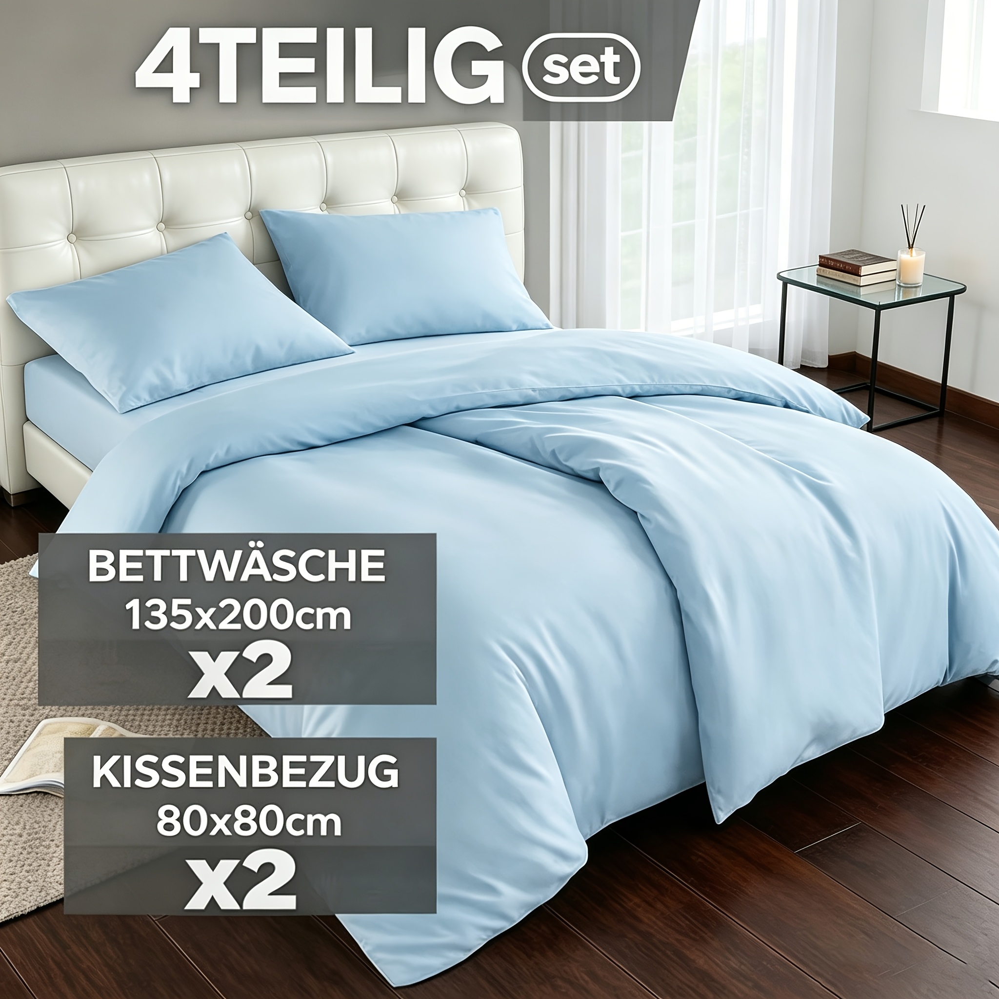 Image of Bedding 135 X 200cm, 4pcs Bed, 2 Duvet Covers 135 X 200cm And 2 Pillowcases 80 X 80cm, High Quality Bed Duvet Cover Sets, Polyester Microfibre With Zip 60 ° Water Washing