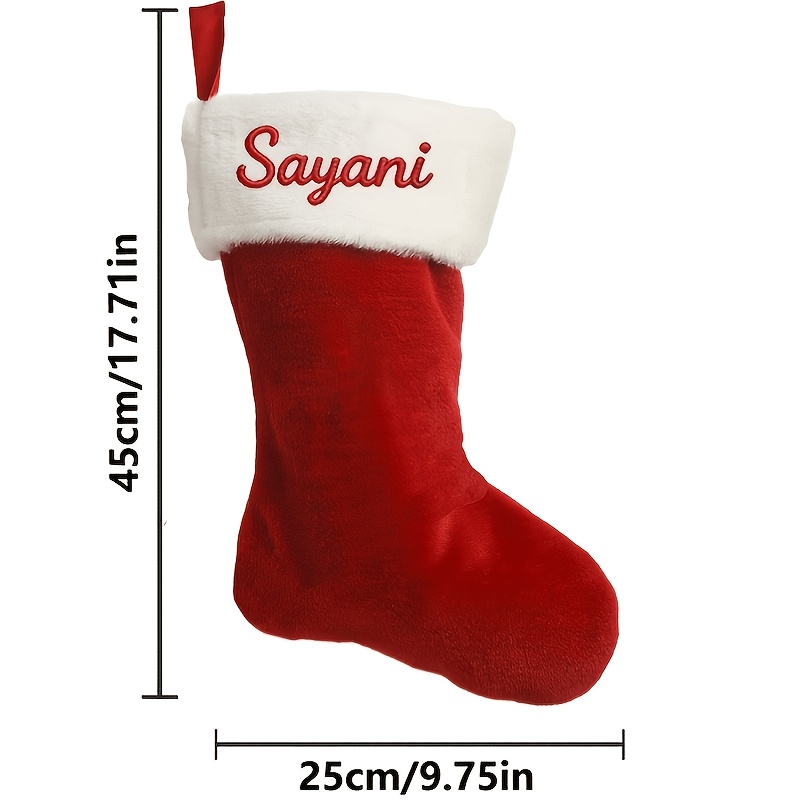 TEMU 1pc Custom Embroidered Name Stocking, Christmas Decor, Candy Bag, Christmas Gift Bag, Family Christmas Tree Ornament Holiday Stocking,