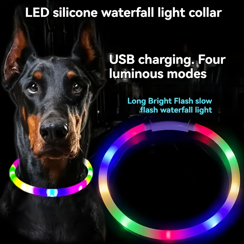 1pc adjustable usb rechargeable led dog collar multi   4 flashing     design for   safety visibility ideal gift for halloween christmas