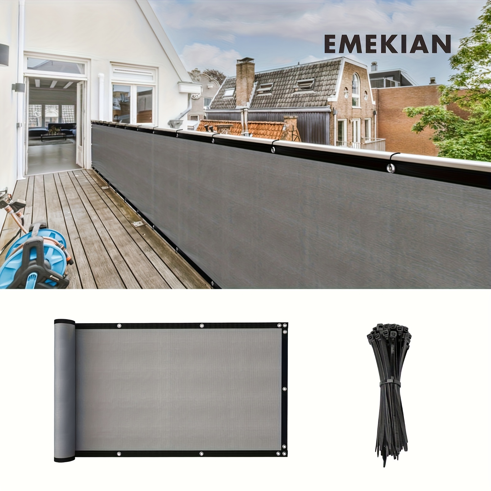 E-shop EMEKIAN Balkon-Sichtschutzgitter, Sichtschutzzaun-Schutzabdeckung, Netz-Windschutzgitter, Sonnenschutzplane mit Nietlöchern, UV-Schutz, geeignet