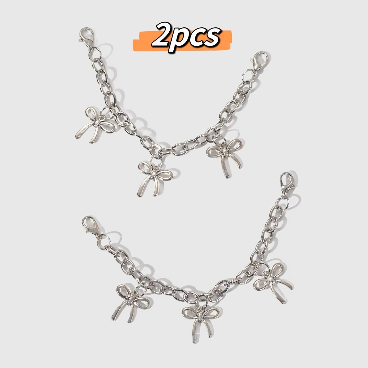 TEMU Lot de 2 chaînes à chaussures avec pendentif nœud papillon, décorations de chaussures à faire soi-même, accessoires de chaussures amovibles