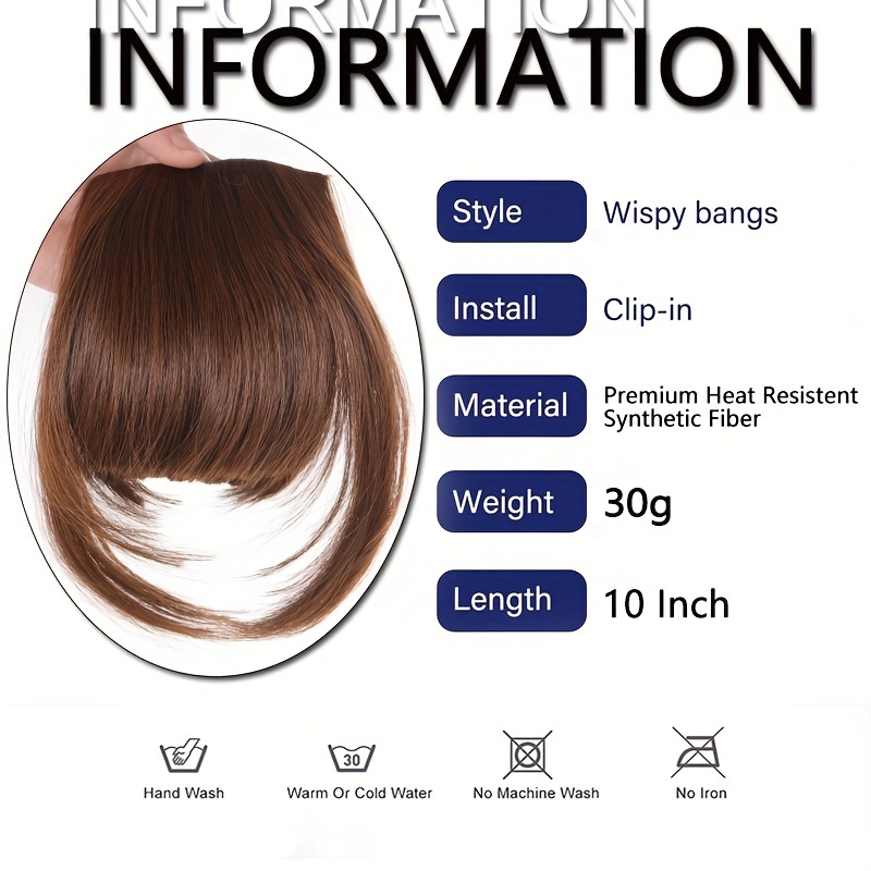 clip in synthetic hair bangs extension natural straight fringe for women heat resistant hairpiece for cosplay     hair accessory hair accessories details 1