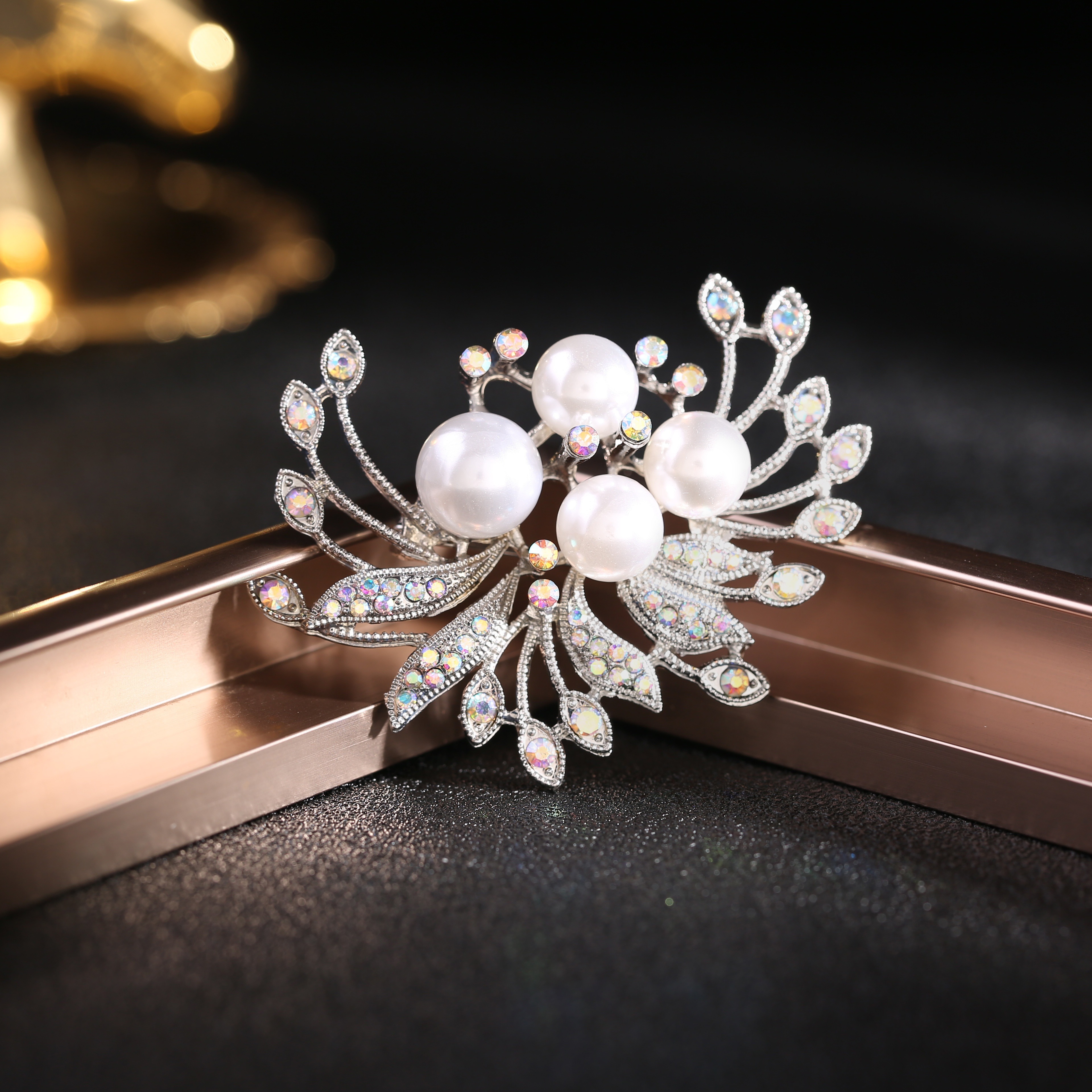TEMU [flower Brooch Pin] 1pc Flower Brooch High-end Women's Exquisite And Luxurious Autumn And Winter Coat Suit Additions Pin Gift For Mother's Day