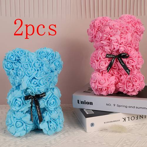 2 pack artificial rose bear exquisite eternal rose bear 2 christmas valentines day and mothers day gift daily present