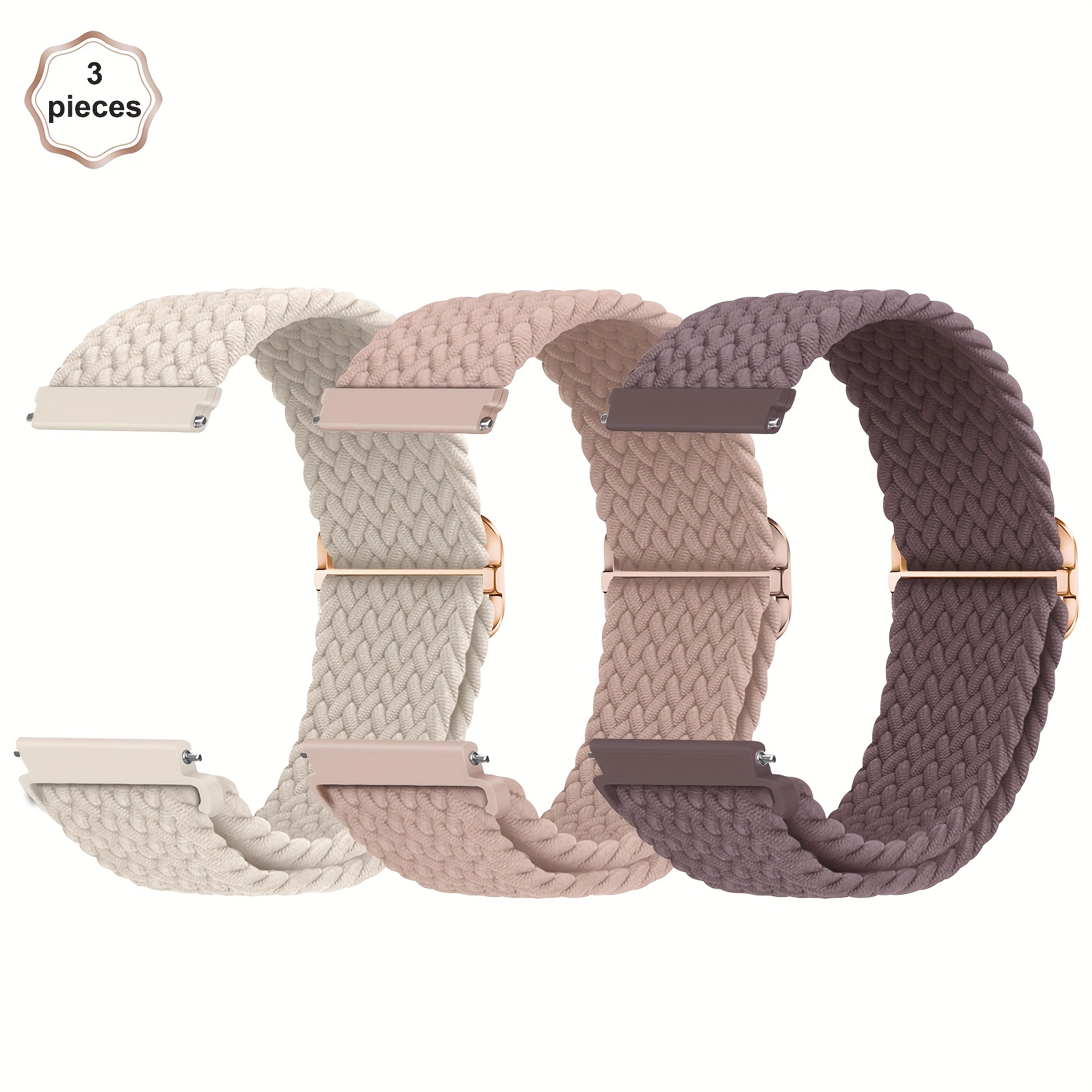E-shop 3er-Pack dehnbare Armbänder kompatibel mit for Samsung Galaxy Watch 7 6 5 4 40mm 44mm, 45mm, 6 Classic 47mm 43mm, 4 Classic 46mm 42mm, Active 2,