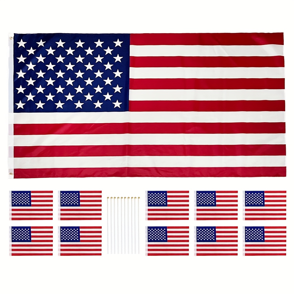 USA Flagge 3x5 Fuß (ca. 90x150 Cm) Aus Nylon - Bestickte Sterne, Messingösen, Für Den Außenbereich