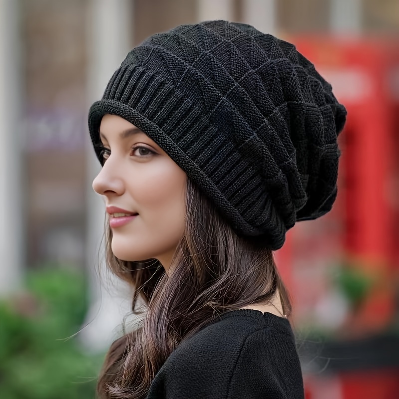 

Winter Knit Beanie Cap Unisex Fashion Casual Slouchy Skull Hat Acrylic 100% Stretchable Ribbed Cuffed Ear-protection Warm Hat Hand-wash Or Dry Clean - Elastic Soft Textured Knitted Cap