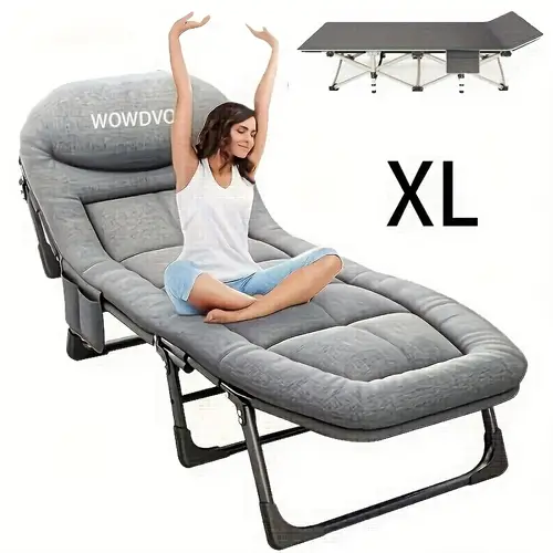 multi functional portable folding camping bed stainless sturdy and durable load bearing 600lbs single folding bed outdoor foldable leisure chair for outdoor camping durable and lightweight for outdoor use