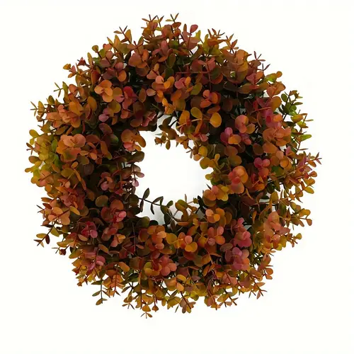 17 7 farmhouse autumn eucalyptus wreath for front door artificial fall wall decor with rustic foliage design indoor outdoor holiday thanksgiving decoration outdoor decorations