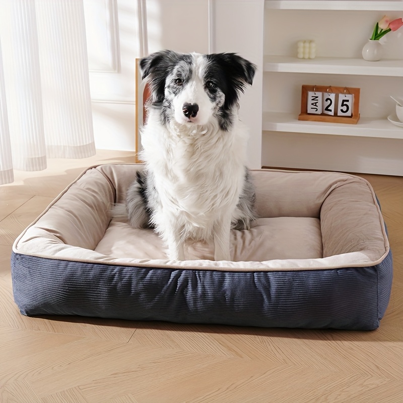 1pc corduroy thickened square pet nest medium large dog bed soft comfortable   universal Product details 3