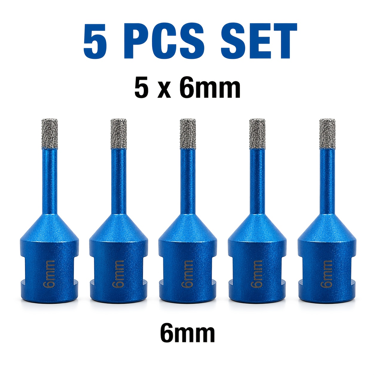 TEMU Set di a brasate M14, 5 pezzi, punta da trapano per in piastrelle da 6 mm per strumento di taglio per pietra, , e ceramica