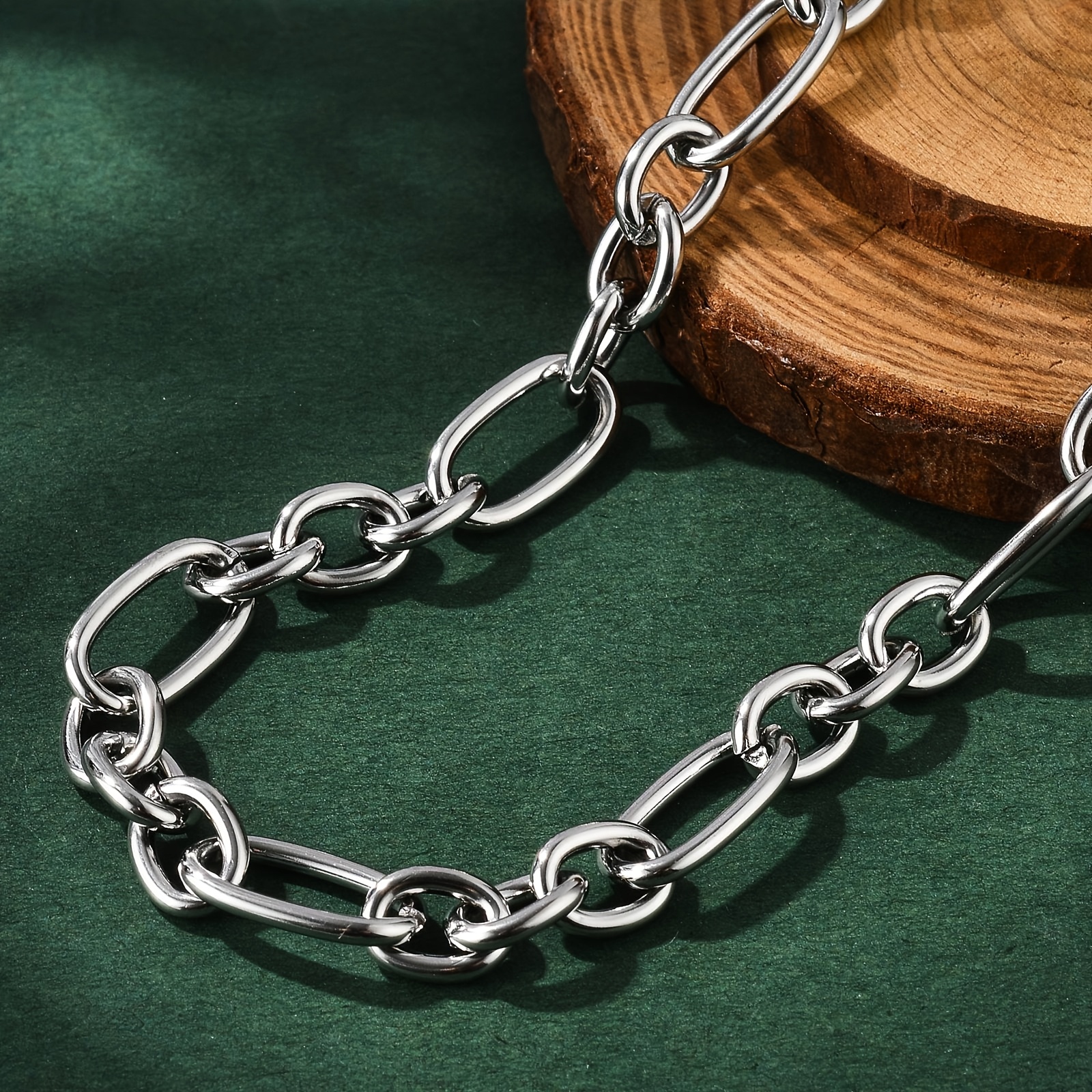 TEMU 1pc 304 Stainless Steel Chain Necklaces With Toggle Clasps For Jewelry Making Chains 52.3cm