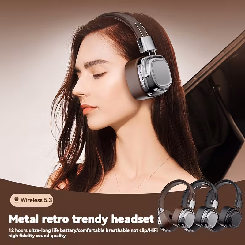 wireless headphones with hifi sound 350mah long lasting battery type c fast charging foldable design button volume control ideal for music sports gaming dj 6