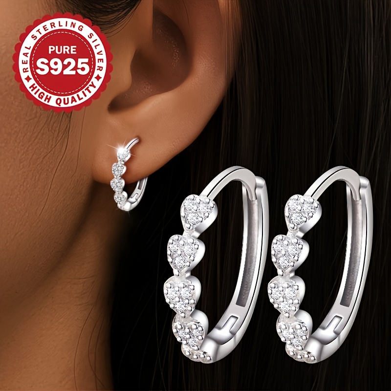 TEMU 1 Pair Women's Fashion Stud Earrings, S925 Silver Ladies Ear Hooks, Fashion, Suitable For Daily Wear, Best Gift For Women, Low Hypoallergenic