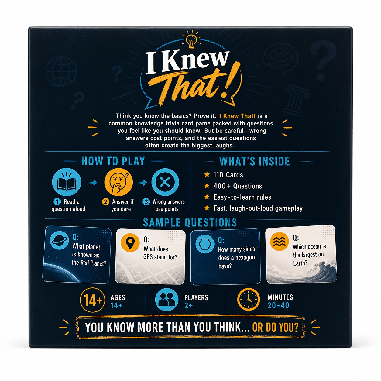 Common Knowledge Trivia Card Game for Family Fun