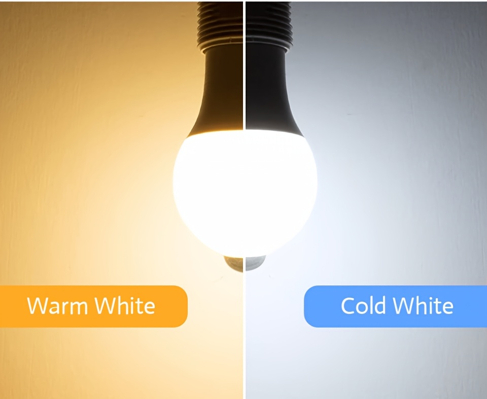 Zestaw 4 Sztuk Żarówek z Czujnikiem Ruchu, Automatyczne Włączanie od Zmierzchu do Świtu, Łatwa Instalacja, 9W AC175-265V, Nocna Lampa do Wnętrz, Idealne na Balkon i Łazienkę jako Zamiennik Żarówki Szklanej