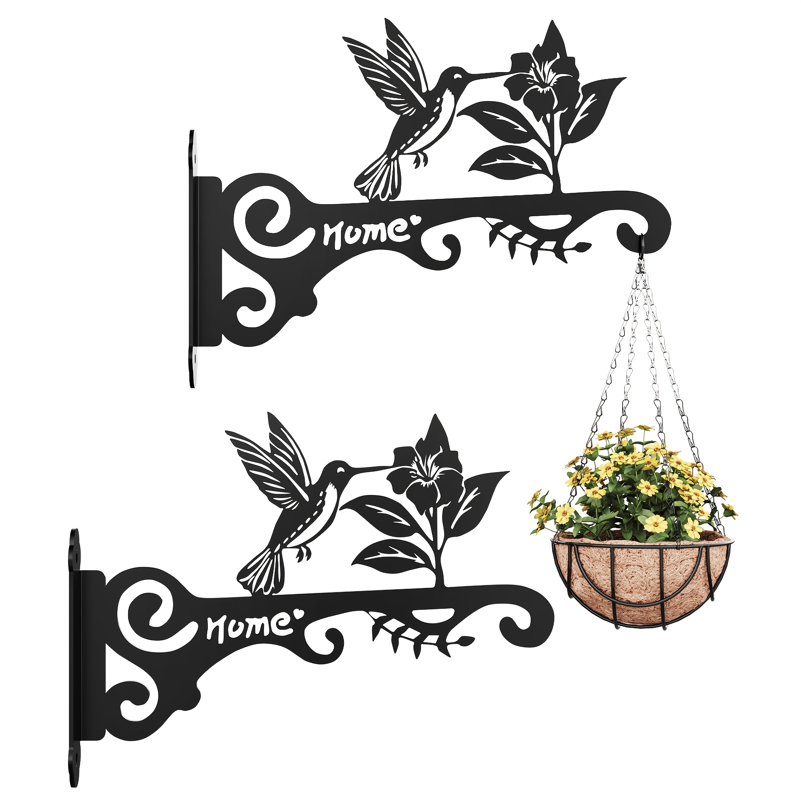 Bamworld 2-pack Plant Holder With , Sturdy Metal Flower Box Holder, Decorative Holder, Versatile Hanging Flower Pot Holder And Lantern Holder For Garden And Home