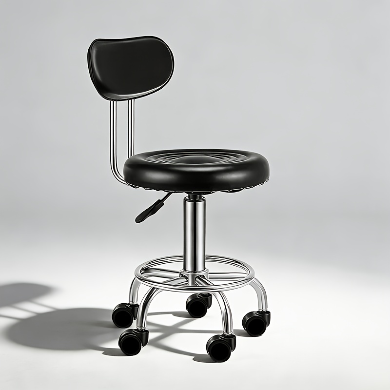 Image of Height Adjustable Swivel Bar Stool With Backrest, 200 Kg Heavy Duty Hydraulic Rolling Metal Chair For Kitchen, Salon, Office, Massage, And Clinic