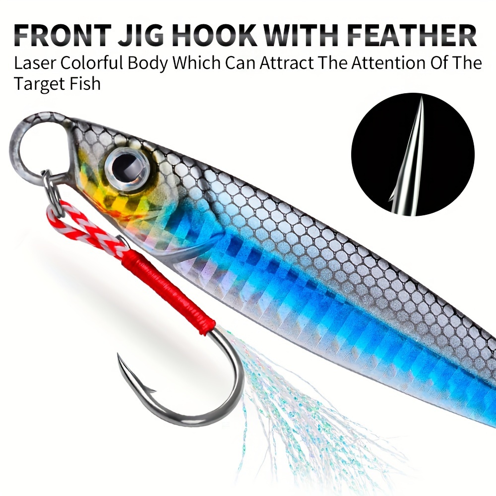 Angel Wings Vertical Jig Saltwater Fishing Lure For Tuna, Grouper, Cod &  More - Metal Spoon Jig With 3D Eyes