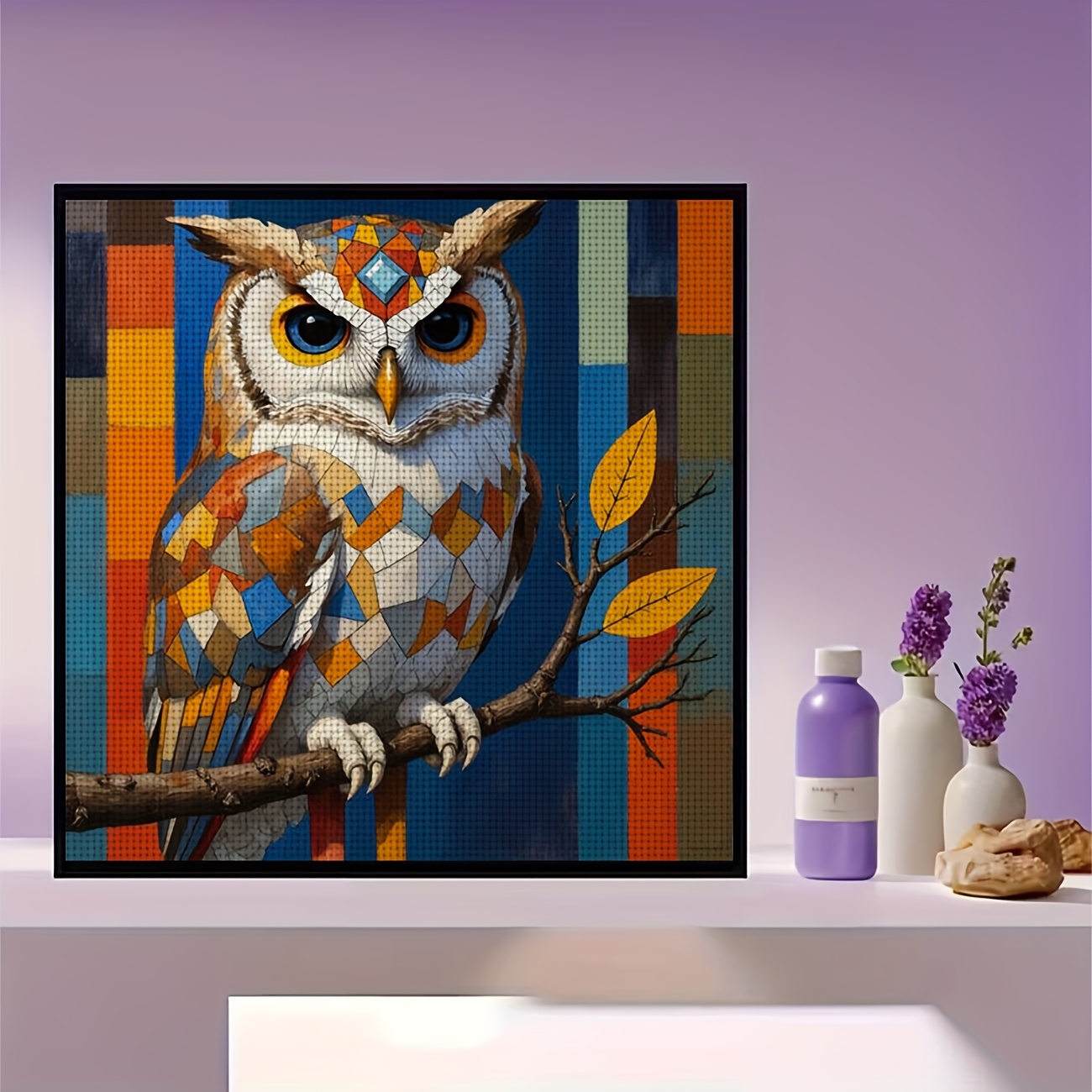 Colorful Owl Design Cross-Stitch Kit for Beginners