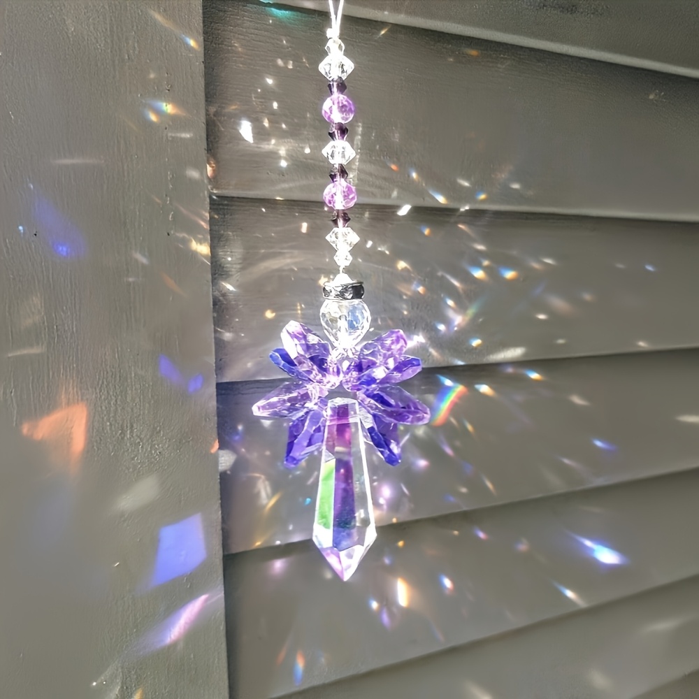 Crystal Snowflake Guardian Angel Rainbow Light Catcher Pendant