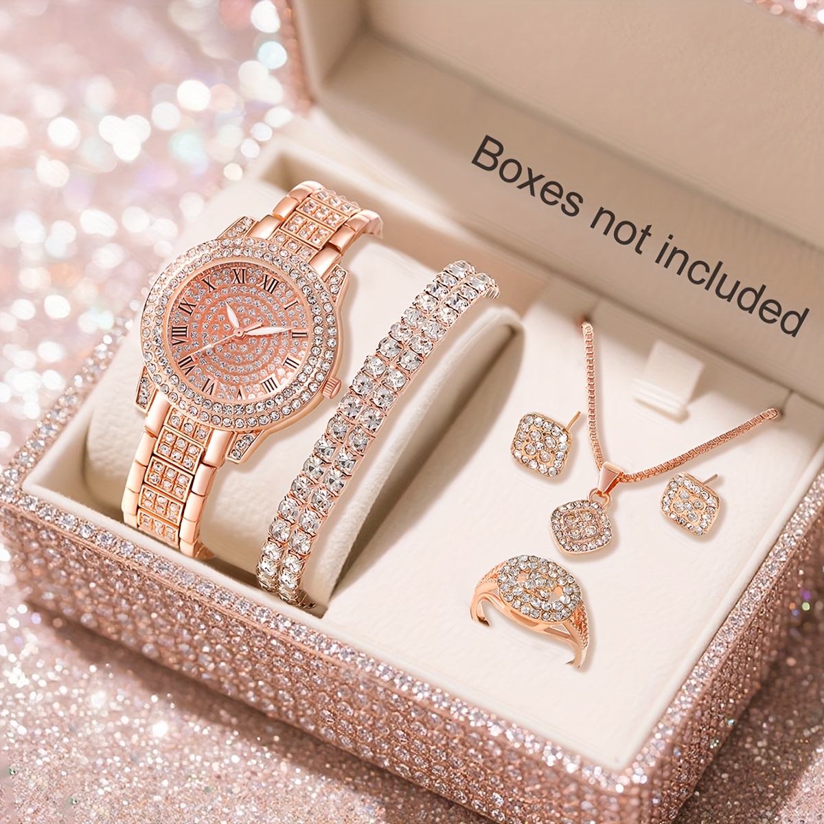 7PCS Set Women Luxury Casual Fashion Quartz Watch Necklace Earring Bracelet Ring 435b7990-dd41-4ce5-8171-  main image 4