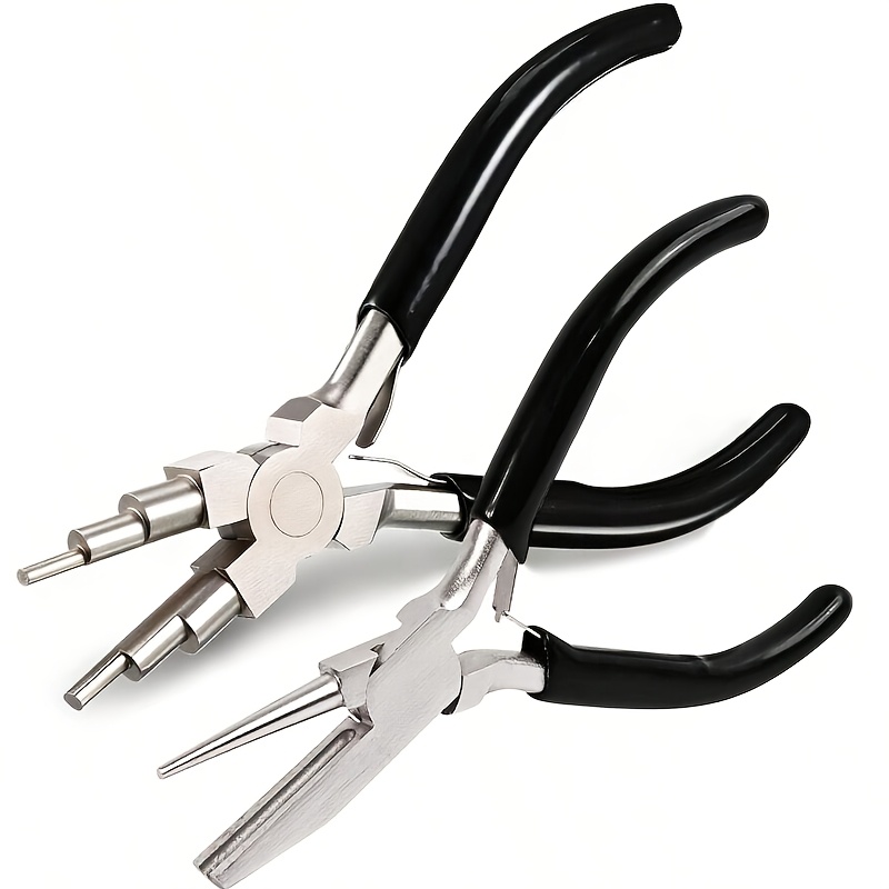 TEMU 2pcs Carbon Steel Jewelry Pliers Set, Jewelry Making Tools, Hollow/round Nose Pliers, Metal Wire Loop And Wire Bending Pliers, High Carbon Steel