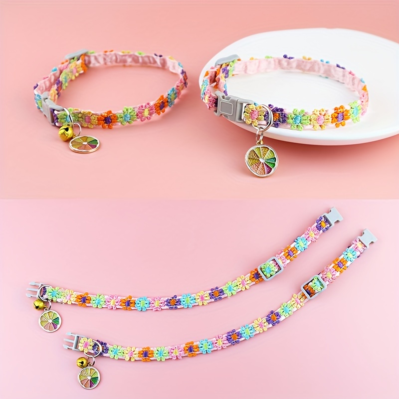 

Sparkly Floral Lace Pet Collar - Adjustable Necklace For Cats And Dogs, Polyester Fiber