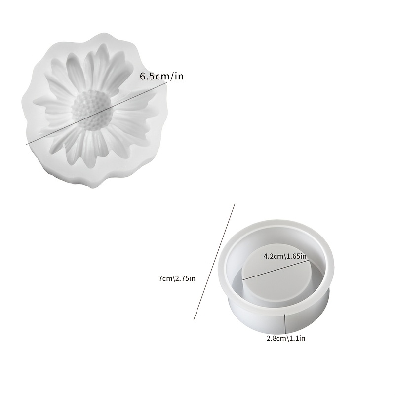 Image of 2pcs Resin Silicone Mold Daisies Mini Flower Basket Candle Holder Gypsum Mold Home Desktop Oval Atmosphere Decoration Holiday Anniversary Gift Handicraft Silicone Mold