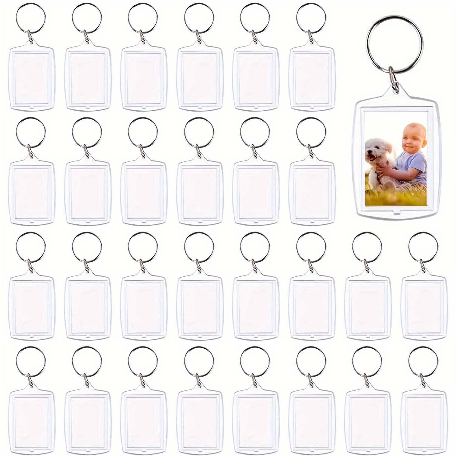 

25- Keychains - 4.6cm X 3.1cm Keyrings, Oblong , Theme, Diy Personalized Album Keychains For Decoration, Halloween Accessory Set, Includes Tool