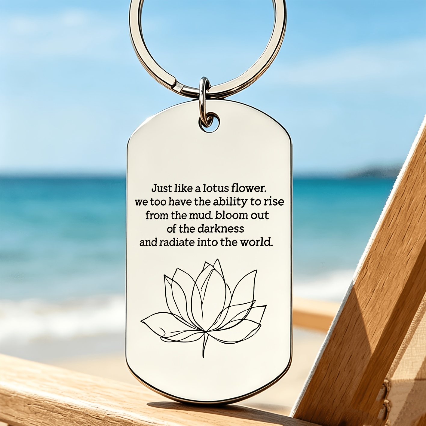 Engraved Inspirational Lotus Keychain