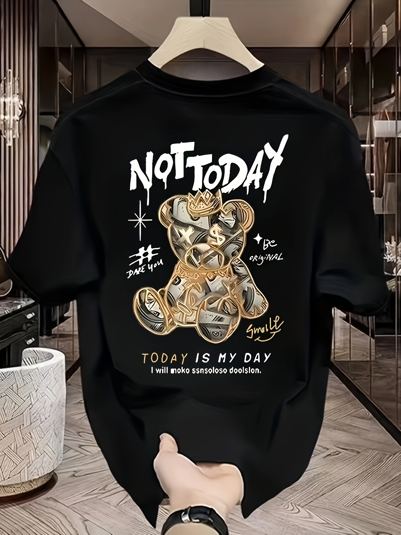 camiseta oversize gráfica hombre diseño not today oso Temu Guatemala
