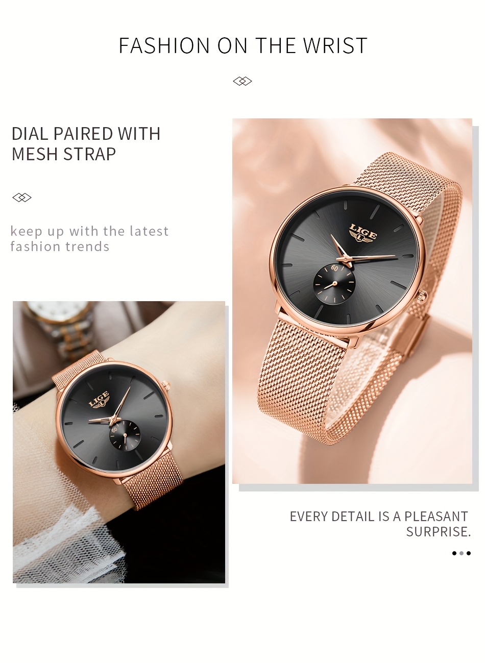 LIGE Timepieces Feature a Stylish Round Quartz Design, Embodying a Easy Yet Classic Three-Hand Style. This Watch Is Perfect for Women, Available in White, Blue, And Black. It Seamlessly Blends Business Casual with Sporty Elegance