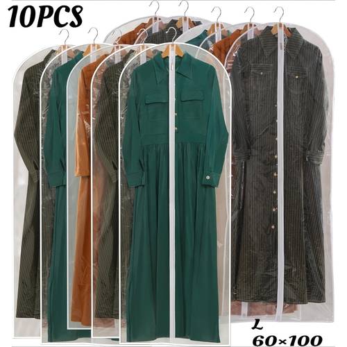set of 10 transparent garment bags designed for hanging clothes measuring 24 40 for long dresses providing dust protection for gowns featuring a zipper suitable for long dresses winter coats costumes