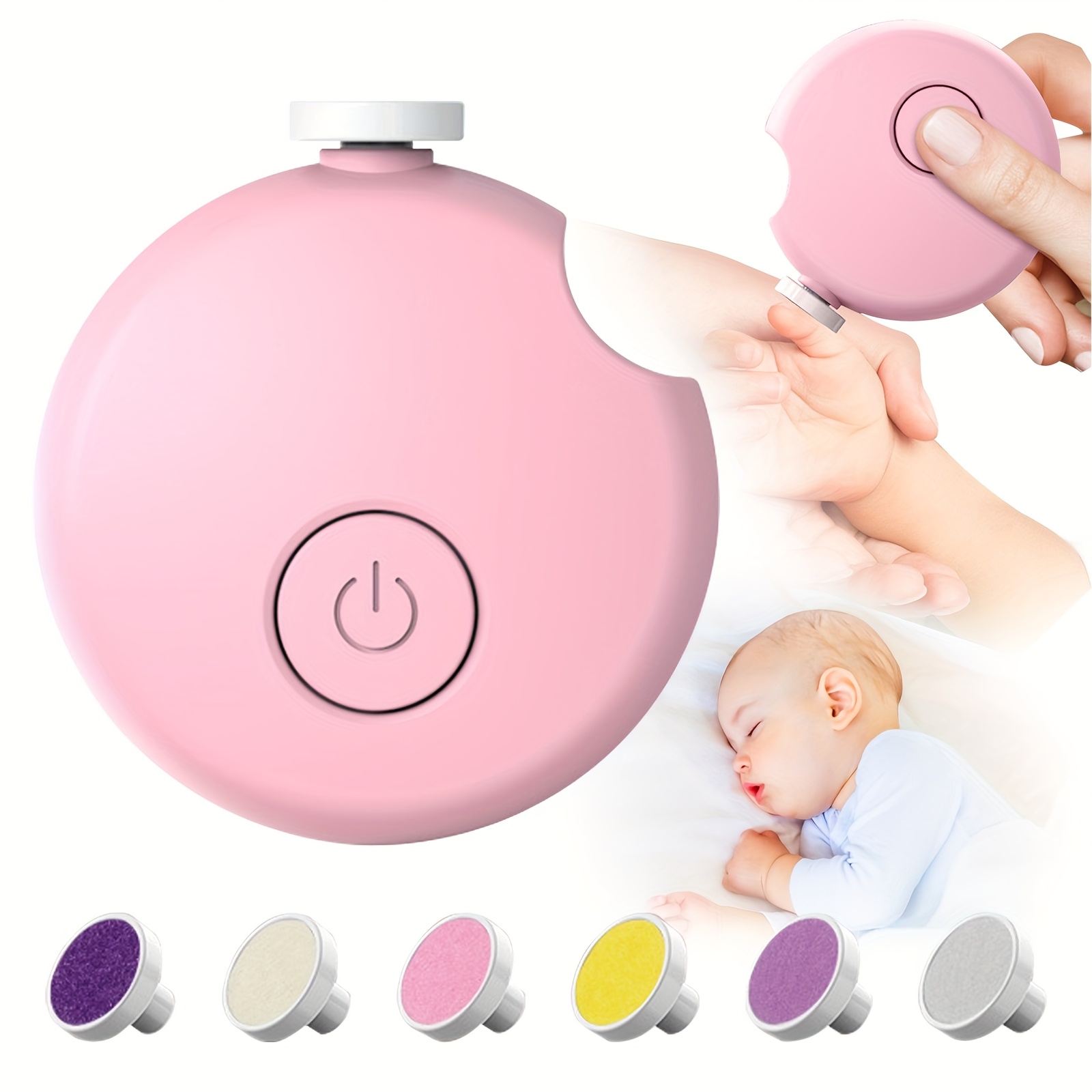 1pc Gentle Electric Nail Trimmer 6 Grinding Heads | Child-Safe Nail Clipper | Automatic Nail Grinder,, Safe Nail Clippers for Toes and Fingernails, Nail File Tool for Easy and Gentle Nail Grooming