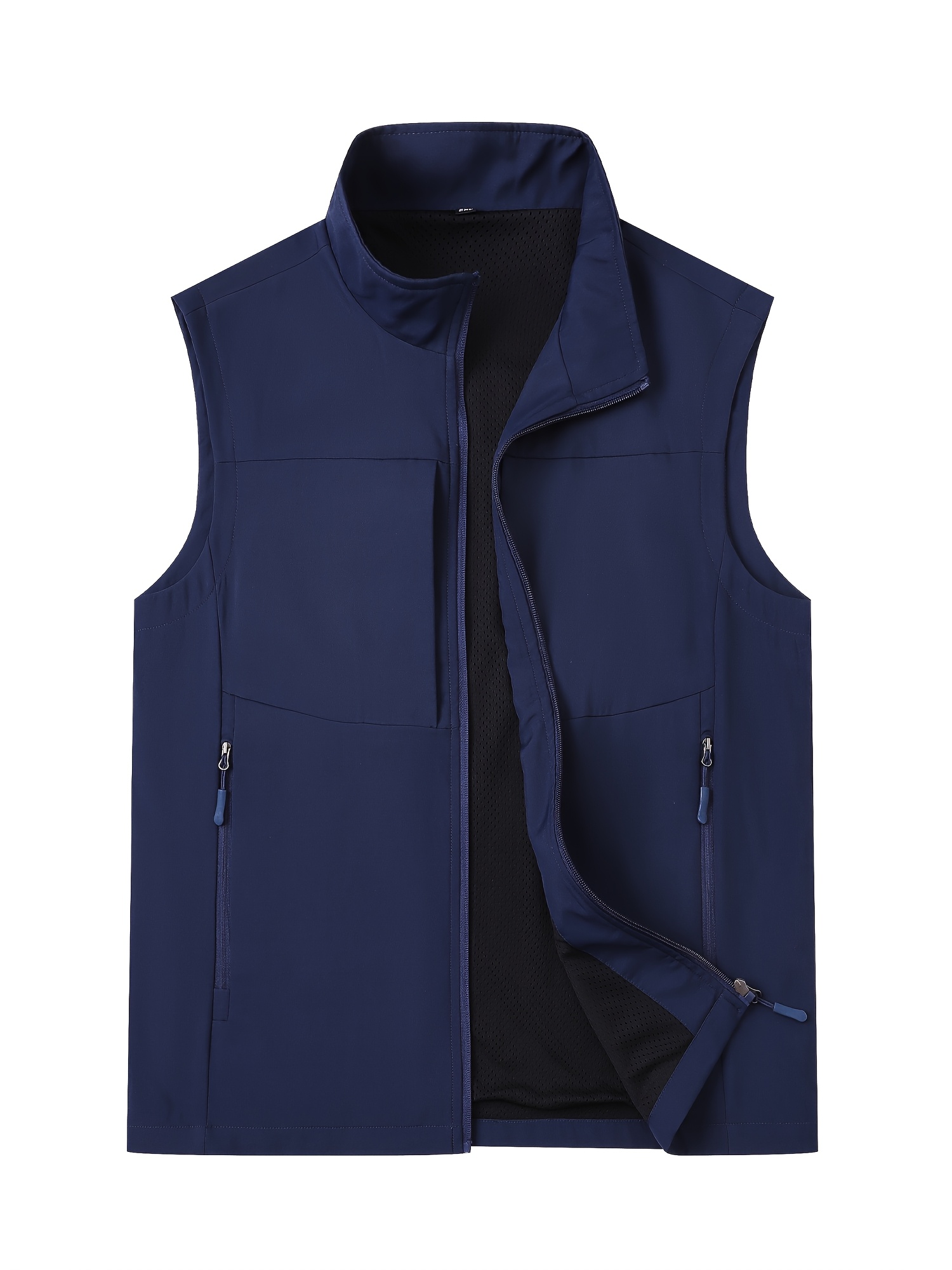 6 pocket storage mens stand collar multi pocket vest windproof and breathable for outdoor commuting and casual wear