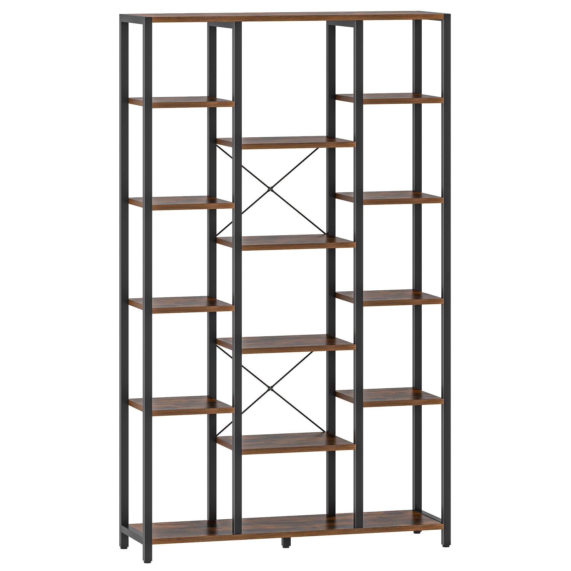 TEMU Bookshelf, Scaffale Con 6 Livelli Ripiani, Ripiani Aperti Regolabili, Per Soggiorno, Ufficio, Camera Da Letto, 30 X 100 X 170cm, Marrone Scuro