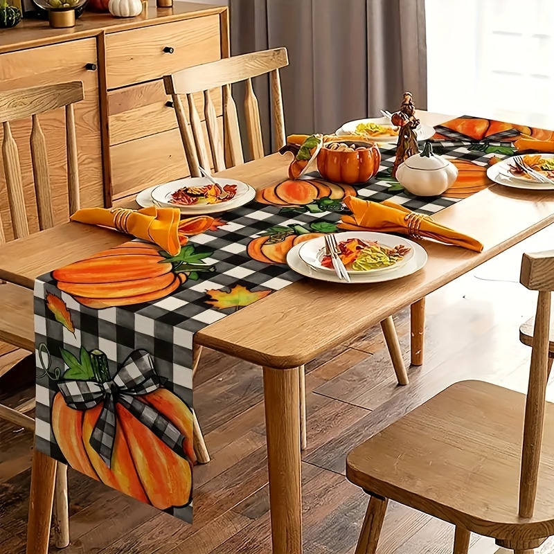 

Festive Thanksgiving Pumpkin Table Runner - 275cm/108in X 33cm/13in - Perfect For Home, Kitchen, Or Outdoor Decor - Made Of Durable Polyester