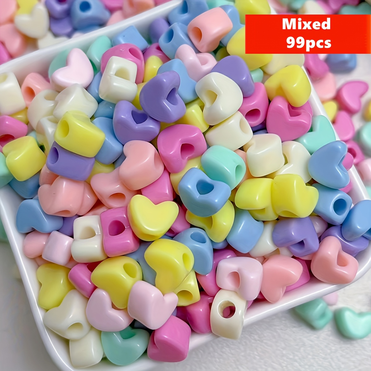 TEMU 99 piezas de cuentas acrílicas de de 10 mm, vibrantes, con agujero de gran diámetro, adecuadas para accesorios de decoración de bricolaje para