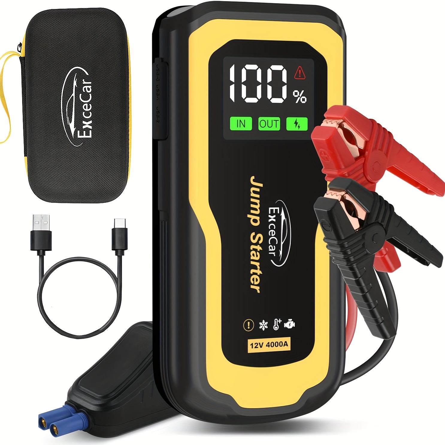 

Power Pack, Portable Battery Booster, Power Gas/up To 10.0l Diesel), 12v Lithium Battery Starter With 2.5'' Lcd Display And