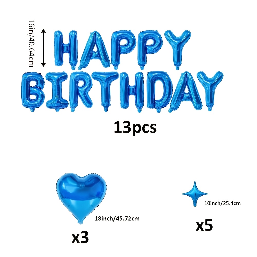 TEMU Blue Birthday Party Balloon Banner Set, Self-sealing Foil Balloons | Reusable, For Birthday Party Decorations, Anniversary Event, Self-sealing
