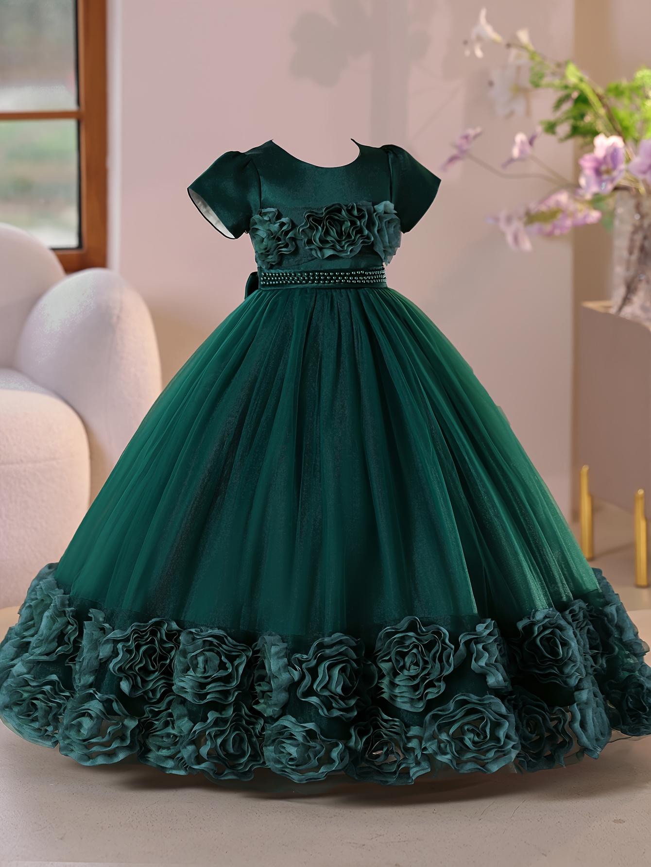 slim fit dress slacks Short Sage Green Bridesmaid Dresses Puffy Sleeves – Lisposa main image 1
