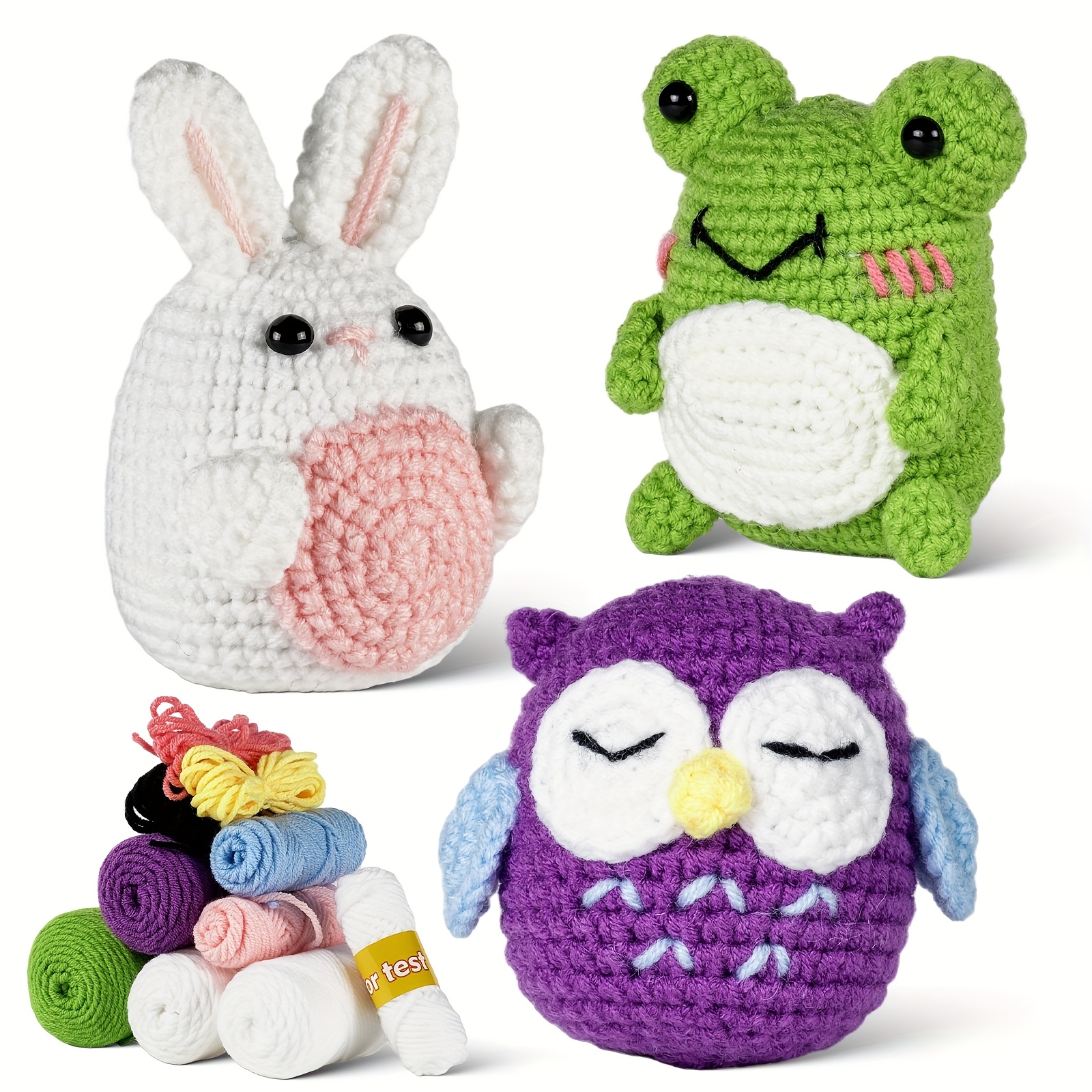 

3pcs Crochet Kit For Beginners, Crochet , Amigurumi Crocheting Kit With Video Tutorials, Beginner Crochet Kit For Adults