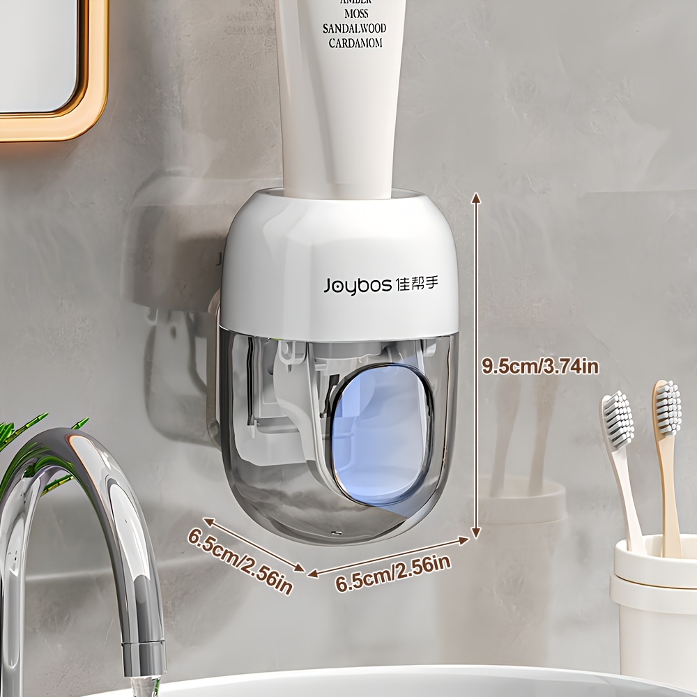 TEMU 1 Pack Transparent Wall-mount Automatic Toothpaste Dispenser, Squeezer, Bathroom Organizer, Family Bathroom, Rental Apartment, Guest Washroom,